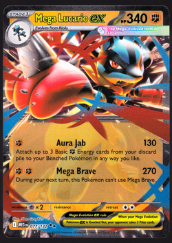 Mega Lucario ex 077/132 Mega Evolution Holo 2025 Pokemon TCG Card NM - Image 1