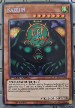 SGX2-END08 Kazejin - Secret Rare 1st Edition Mint YuGiOh Card Yugioh SPEED DUEL - Image 1