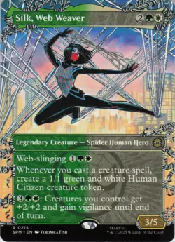 Silk, Web Weaver (Borderless) R Marvel's Spider-Man 215 NM Normal MTG - Image 1