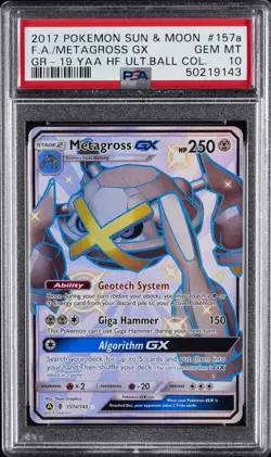 2017 POKEMON SUN & MOON GUARDIANS RISING #157A FULL ART/METAGROSS GX PSA 10 - Image 1