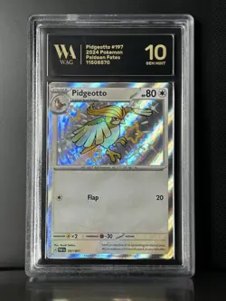 GRADED WAG Gem Mint 10 Pidgeotto 197/091 Paldean Fates Shiny Holo Pokemon Slab - Image 1
