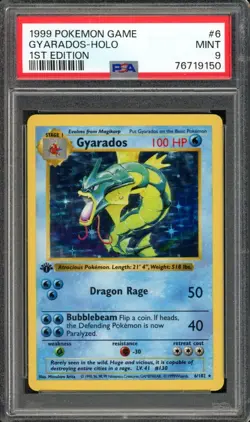 Gyarados Pokemon 1999 Holo Base Set Shadowless 1st Edition English 6/102 PSA 9 - Image 1