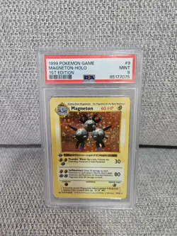 1999 Pokemon Base Set Shadowless 1st Edition Magneton Holo #9 PSA 9 - Image 1