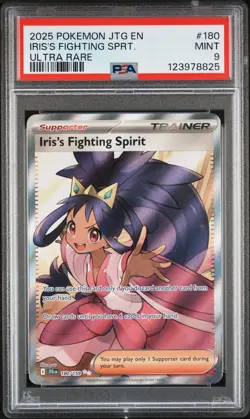 2025 POKEMON JTG EN-JOURNEY TOGETHER ULTRA RARE IRIS'S FIGHTING SPIRIT PSA 9 - Image 1