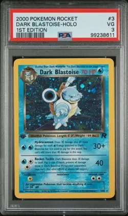 2000 POKEMON TEAM ROCKET #3/82 DARK BLASTOISE HOLO 1ST EDITION PSA 3 - Image 1