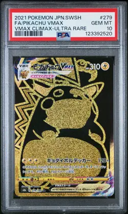 2021 POKEMON JPN SWORD & SHIELD VMAX CLIMAX #279 FULL ART/PIKACHU VMAX PSA 10 - Image 1