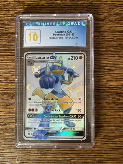 Lucario GX 💎 PSA 10 - SV64/SV94 Hidden Fates Pokemon TCG 2019 - Image 1