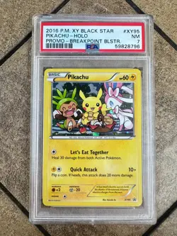 Pikachu 2016 Pokemon XY Promo Breakpoint Blister Holo Black Star Promo PSA 7 - Image 1