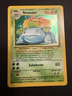 Pokemon TCG Venusaur Base Set Holo Unlimited Rare Card 15/102 LP Condition - Image 2