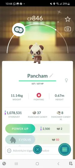 Pokemon Go (Stage 34) Shiny Pancham ( 63 Shinys ) - Image 2