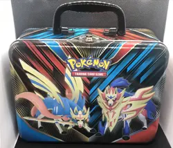 Pokemon Collectors Chest Metal Lunch Box Tin Zacian Zamazenta Sword Shield - Image 1