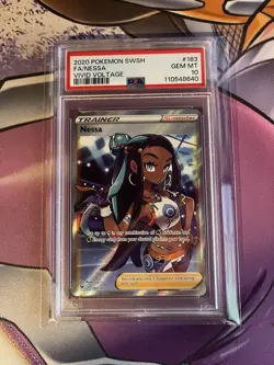 2020 Pokemon SWSH Vivid Voltage Nessa #183/185 PSA 10 - Image 1