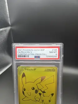Pokemon Celebrations Pikachu V SWSH145 Gold Full Art UPC Black Star Promo PSA 8 - Image 2