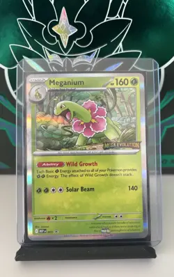 Pokemon TCG Meganium 001 Promo Reverse Holo Rare Mega Evolution Stamped - Image 2