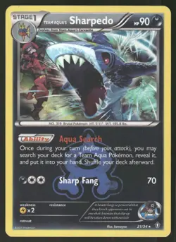 Pokemon Tcg Team Aqua's Sharpedo #21 Pokemon Double Crisis NM - Image 1