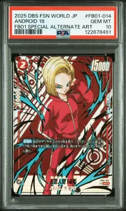 PSA 10 Android 18 UC FB05 Fusion World Parallel Dragon Ball Trading Card - Image 1