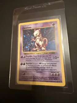 Pokemon Mewtwo TCG Base Set Holo Shadowless Rare Card 10/102 MP Condition - Image 1