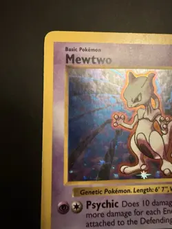 Pokemon Mewtwo TCG Base Set Holo Shadowless Rare Card 10/102 MP Condition - Image 4