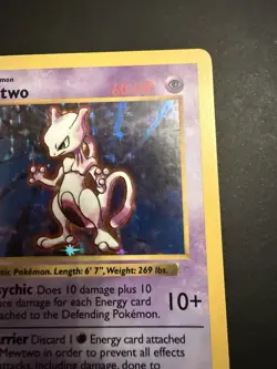 Pokemon Mewtwo TCG Base Set Holo Shadowless Rare Card 10/102 MP Condition - Image 5