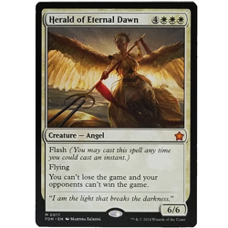 x1 Herald of Eternal Dawn FDN MTG M/NM White Mythic Creature Angel Foundations - Image 1