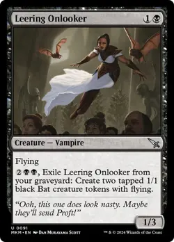 Leering Onlooker 91 MKM MTG Uncommon Black Vampire Flying Scott 2024 Creature EN - Image 1