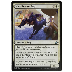 x1 Mischievous Pup FDN MTG M/NM White Uncommon Creature Dog Foundations TCG CCG - Image 1