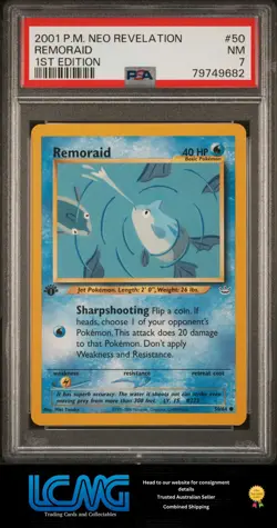 2001 Pokemon Neo Revelation #50 Remoraid 1st Edition PSA 7 - Image 1