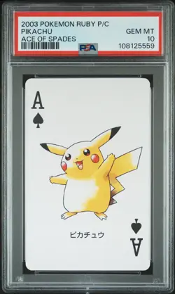 2003 POKEMON RUBY VERSION PLAYING CARDS ACE OF SPADES PIKACHU PSA 10 - Image 1