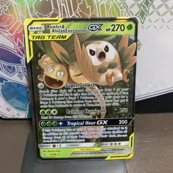 Pokemon TCG Rowlet & Alolan Exeggutor Tag Team GX Unified Minds 1/236 Holo Ultra - Image 1