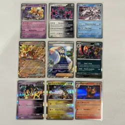Lot of 9 Pokemon Cards including Rare Holo Full Art and EX Cards Assorted Sets - Image 1