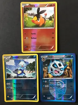 3 X Black & White Base Pokemon Cards Reverse Holo Tepig Glalie Dewott 15/114 - Image 1