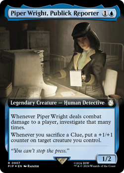 MTG - Piper Wright, Publick Reporter (Extended Art) (Surge Foil) [Fallout] - Image 1