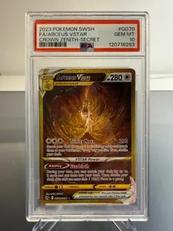 Pokemon TCG PSA 10 Gem MINT Arceus Vstar GG70/GG70 Crown Zenith English - Image 1