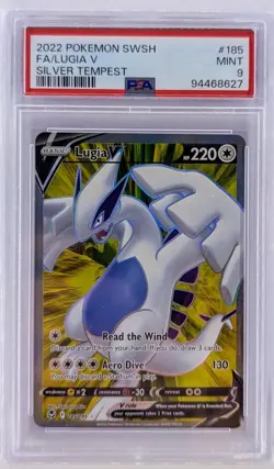 2022 Pokemon SWSH Lugia V Silver Tempest 185/195 PSA 9 MINT Graded - Image 1
