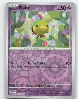 Natu #025/091 reverse holo Pokemon SV: Paldean Fates Near Mint or Better - Image 1