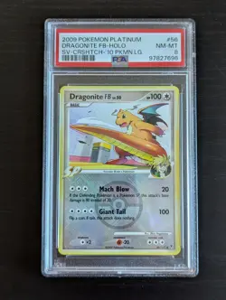 PSA 8 NMDragonite FB 56/147 Pokemon Crosshatch Holo League Promo Supreme Victors - Image 1