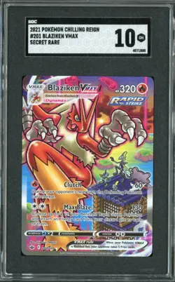 2021 Pokemon Chilling Reign Blaziken Vmax #201 SGC 10 - Image 1