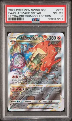2022 POKEMON SWSH BLACK STAR PROMO #262 FULL ART/CHARIZARD VSTAR PSA 8 - Image 1