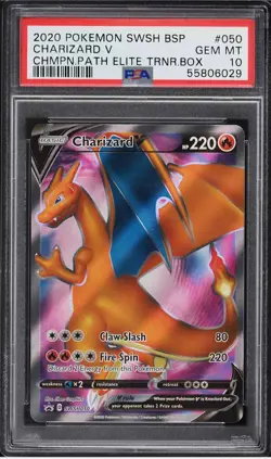 2020 Pokemon SWSH Champion's Path Elite Trainer Full Art Charizard V #50 PSA 10 - Image 1
