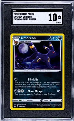 Pokemon SWSH Umbreon SWSH129 Evolving Skies 3 Pack Blister SGC 10 GEM MINT Promo - Image 1