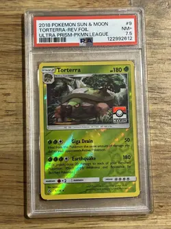 GRADED PSA 7.5 2018 Pokemon SUN & Moon Torterra-Rev.Foil Ultra Prism #9 - Image 1