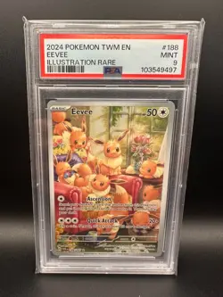 Pokemon TCG Eevee 188/167 Twilight Masquerade Illustration Rare PSA 9 - Image 1