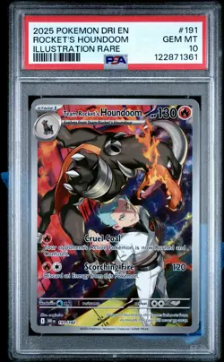 PSA 10 - Team Rocket's Houndoom 191/182 Illustration Rare SV Destined Rivals - P - Image 1