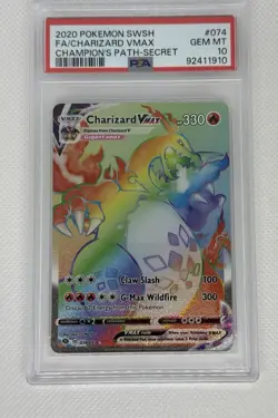 Pokemon TCG Charizard VMAX Champions Path Secret Rare Card 074/073 PSA 10 Gem - Image 1