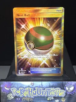 Pokemon Card Nest Ball 158/149 Gold Secret Rare Sun & Moon Base Set Near Mint - Image 1