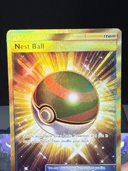 Pokemon Card Nest Ball 158/149 Gold Secret Rare Sun & Moon Base Set Near Mint - Image 2