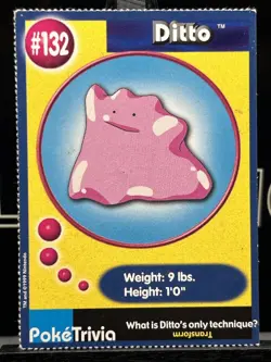 Ditto 1999 Original 151 Pokemon Burger King PokeTrivia Trading Card #132 NM - Image 3