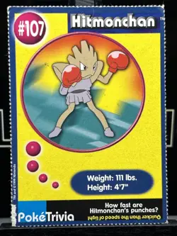 Hitmonchan #107 Poke Trivia Pokemon Card Mewtwo Strikes Back Movie Scene 1998 MP - Image 3