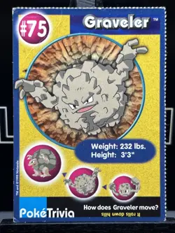 Pokemon Graveler PokeTrivia #75 Burger King Card Regular MP - Image 3
