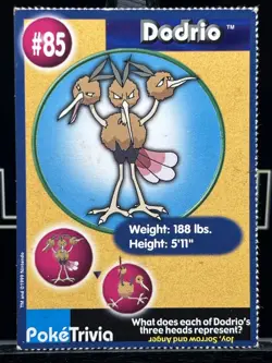 Pokemon - 1999 Burger King PokeTrivia Promo Card - Dodrio #85 Regular LP - Image 3